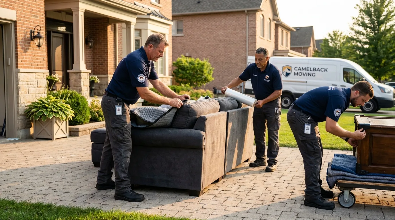 Large estate moving crew wrapping furniture in Havelock, NC